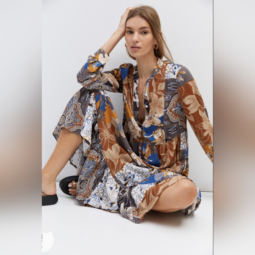 Anthropologie X Mare Mare Lynda Floral Colorblock Patchwork Maxi Dress XS NWOT